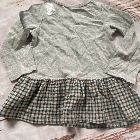 First Impressions Infant Girls Long Sleeve Shirt With Plaid Ruffle-Gray-12M-NWT - Picture 5 of 5